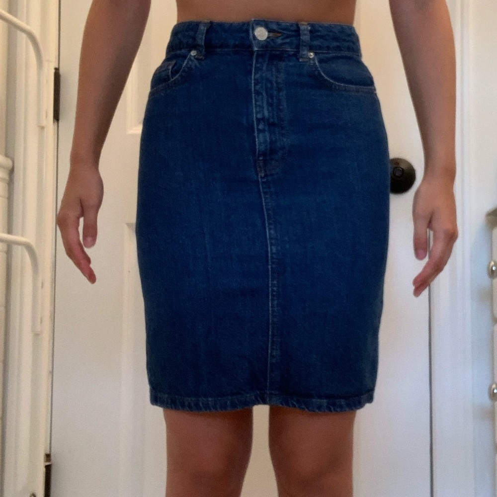 Topshop Moto Long Denim High-Waisted Pencil Skirt